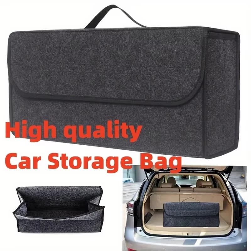 Car Trunk Organizer Soft Felt Storage Box Accessories Large Anti Slip Compartment Boot Storage Organizer Tool Car Storage Bag