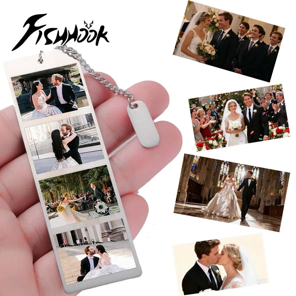 Photo Wedding Favors‌ Gift Anniversary Bookmark Custom Print Personalized for Couple Men Woman Family Stainless Steel Jewelry