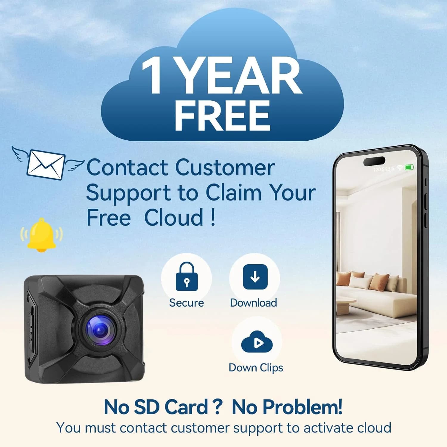 Mini X5 Camera 4K WiFi Security Wireless Outdoor Indoor Night Vision No Need Power SD Card Motion Detection Free Cloud Storage