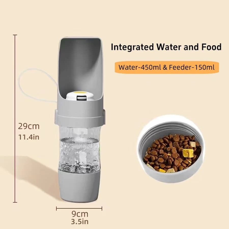 Portable Dog Cat Water Bottle With Food Container