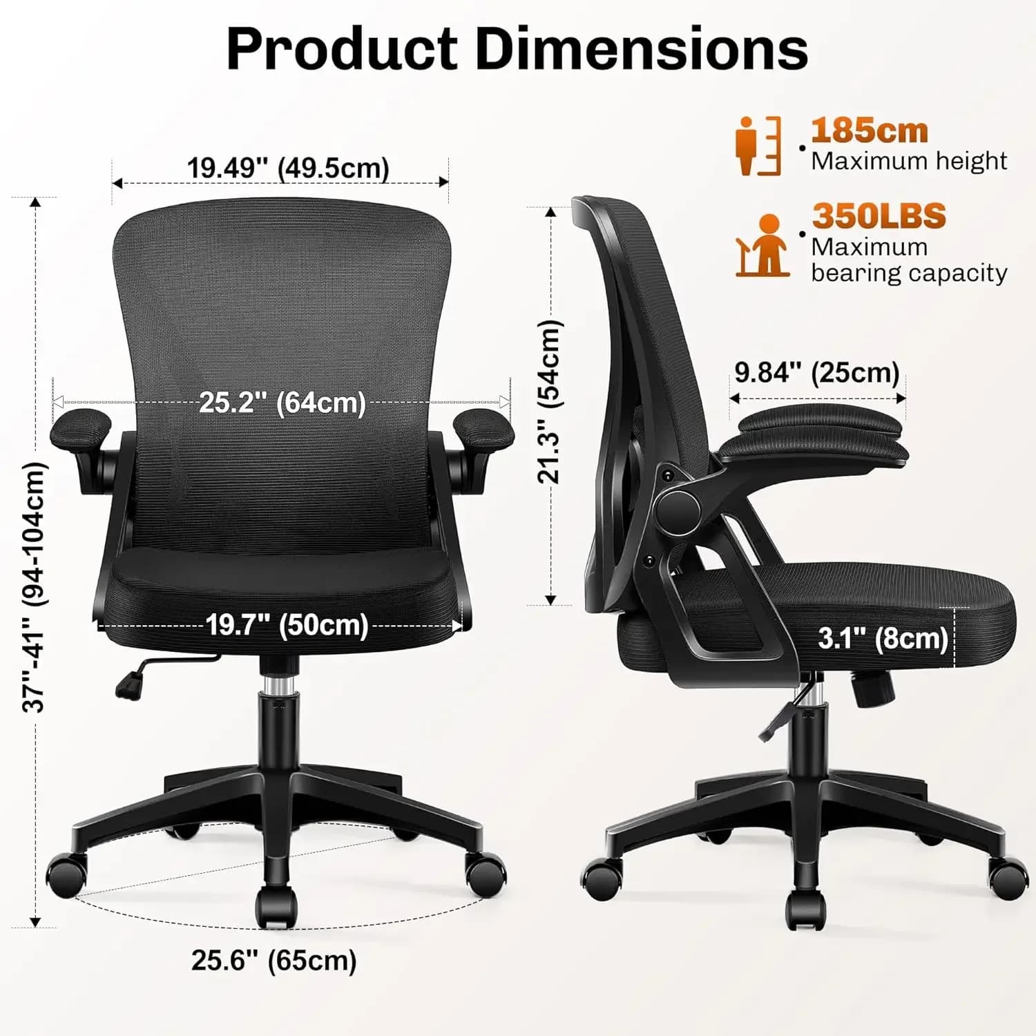Office Chair, Ergonomic Home Computer Desk Chairs, Comfy Breathable Mesh Chair with Adjustable Lumbar Support, Customized