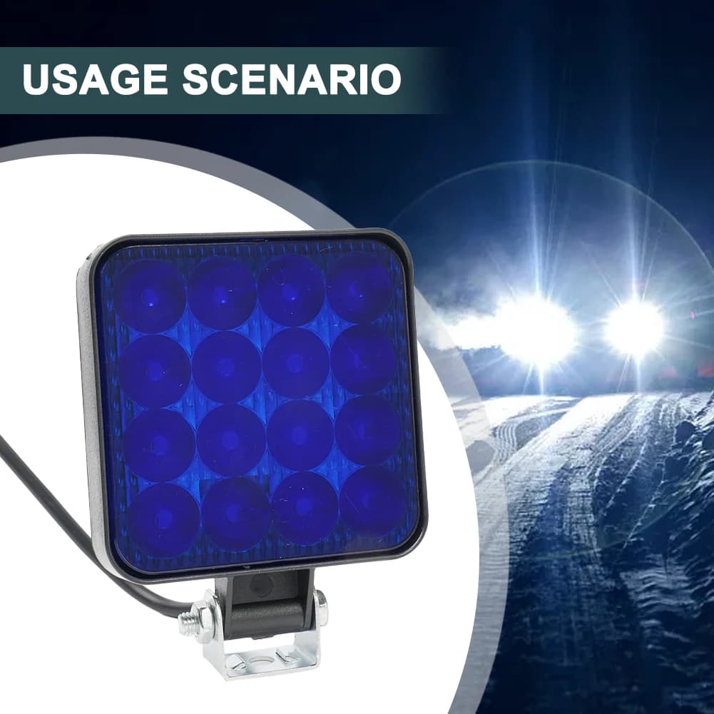 Car LED Square 16 Lights 48W 12V Off-road Vehicle Forklift Headlight Reversing Light ABS Auto Daytime Running Lights Accessories