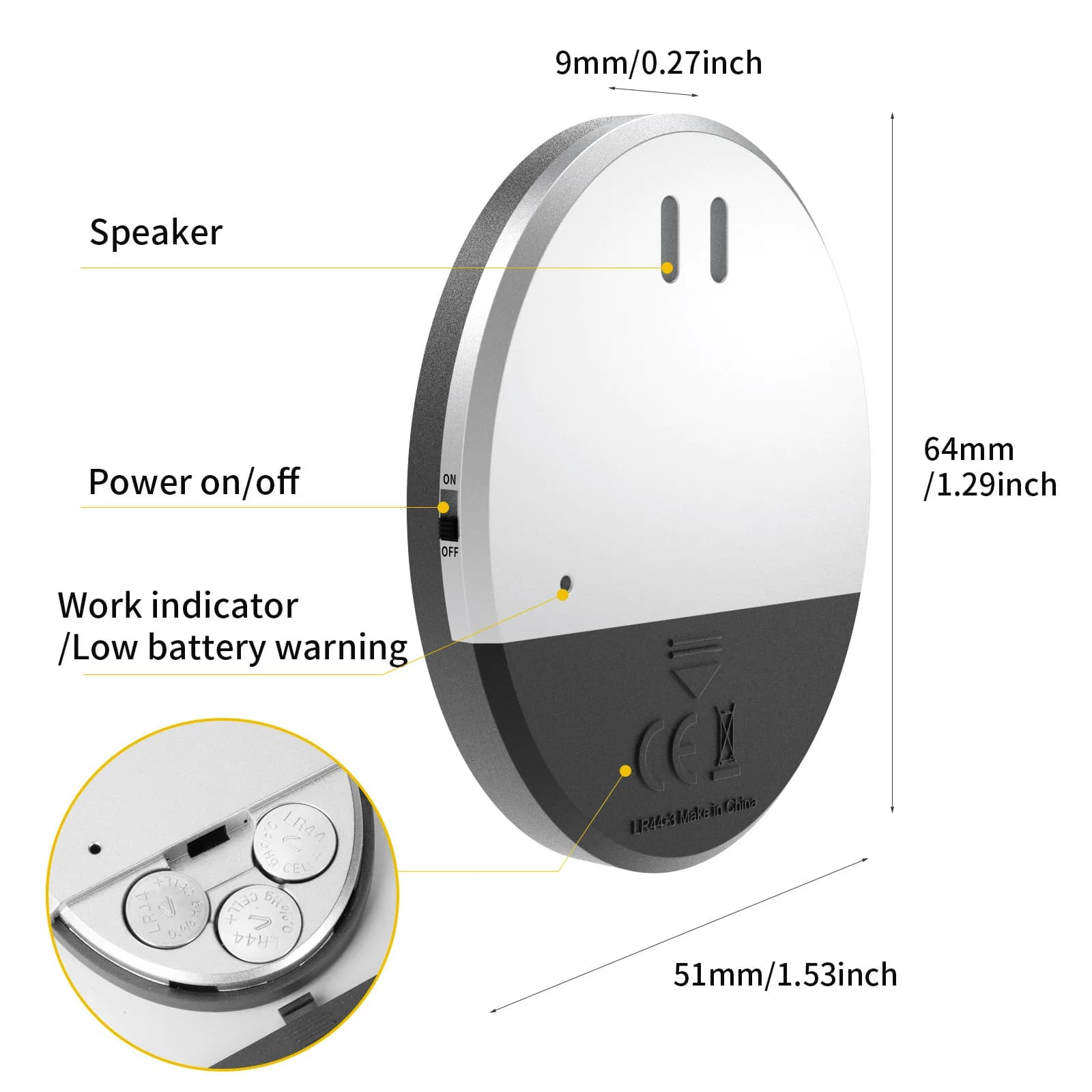 Vibration Door Window Alarm Ultra Thin Sensor Security Alarm Anti-theft Burglar Alert for Home Hotel Apartment Dormitory Safety
