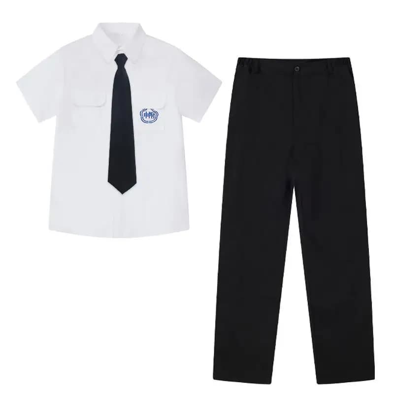 Xl / Included men's short-sleeved white shirt + black trousers + tie