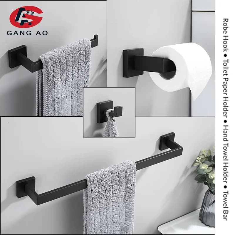 Bathroom Hardware Set Matte Black Stainless Steel