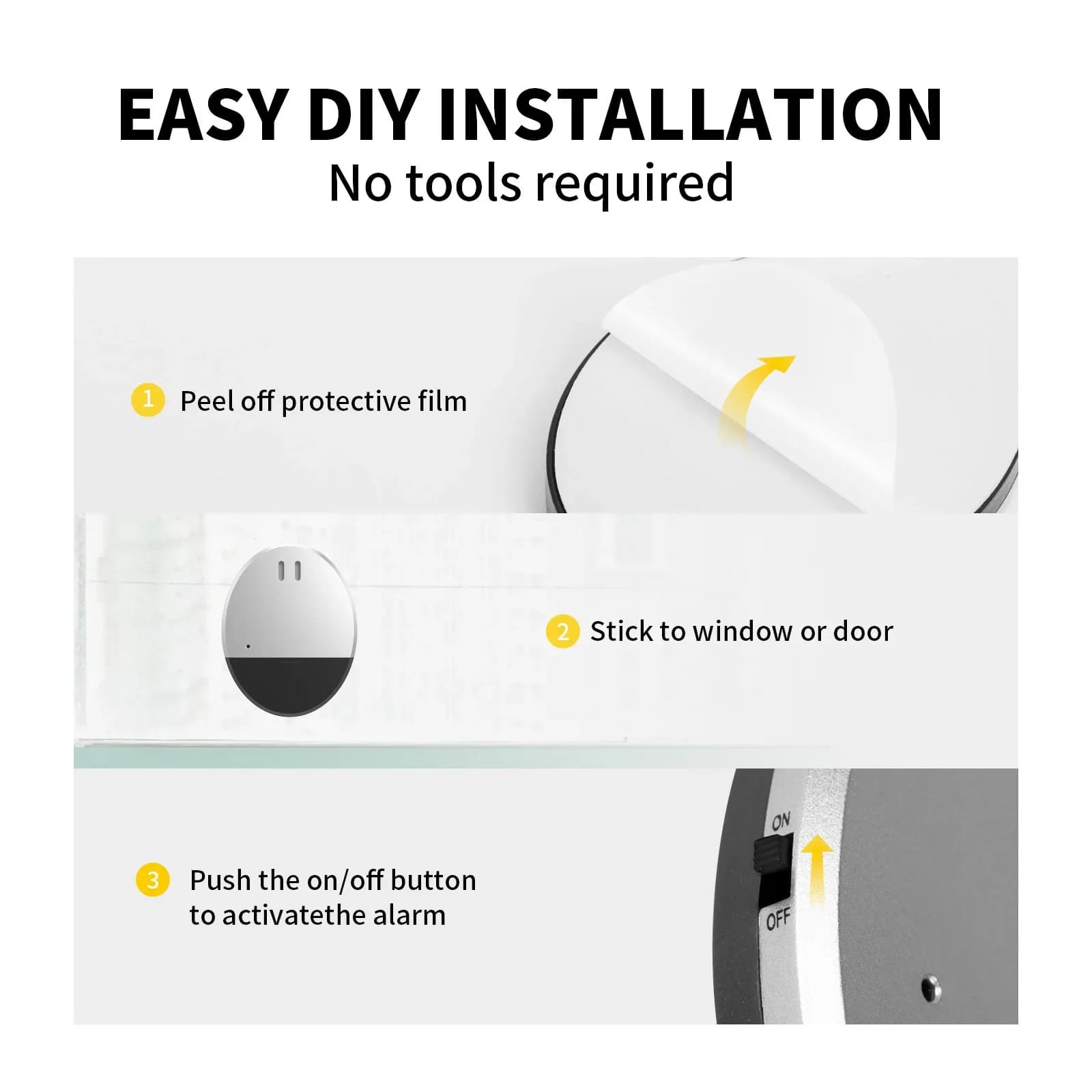 Vibration Door Window Alarm Ultra Thin Sensor Security Alarm Anti-theft Burglar Alert for Home Hotel Apartment Dormitory Safety