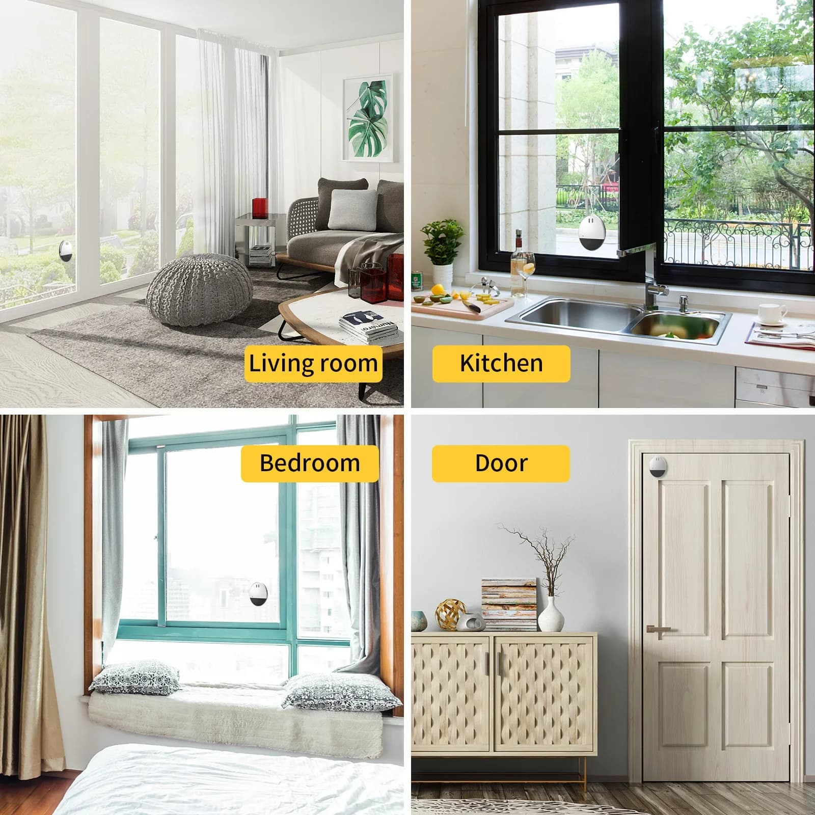 Vibration Door Window Alarm Ultra Thin Sensor Security Alarm Anti-theft Burglar Alert for Home Hotel Apartment Dormitory Safety
