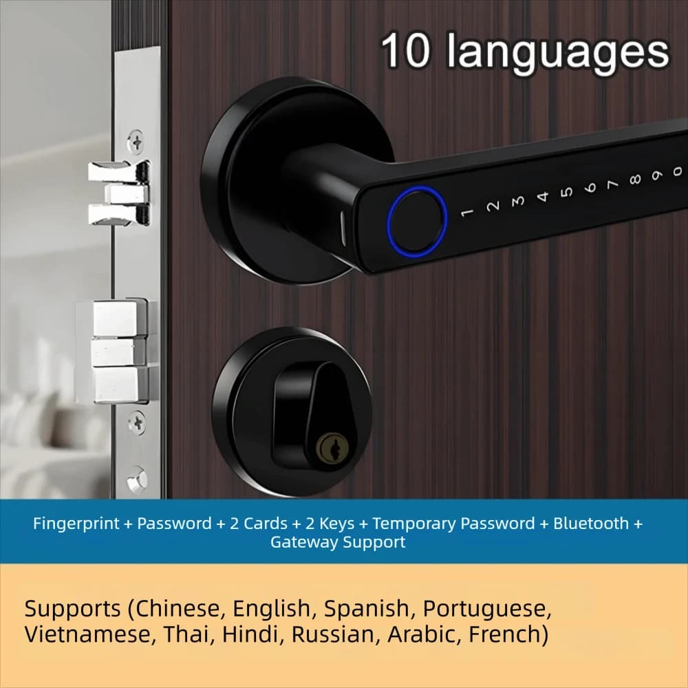 Remote Lock Smart Fingerprint Door Lock Smart Password Electronic Digital Door Handles Bluetooth WiFi Gateway