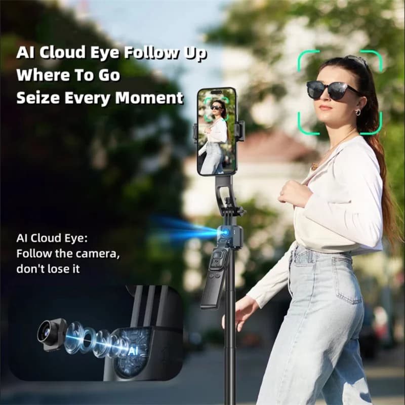 FANGTUOSI 360 Rotation Gimbal Stabilizer,Selfie Stick Tripod for Smartphone Camera With Bluetooth shutter Stabilizer for Live