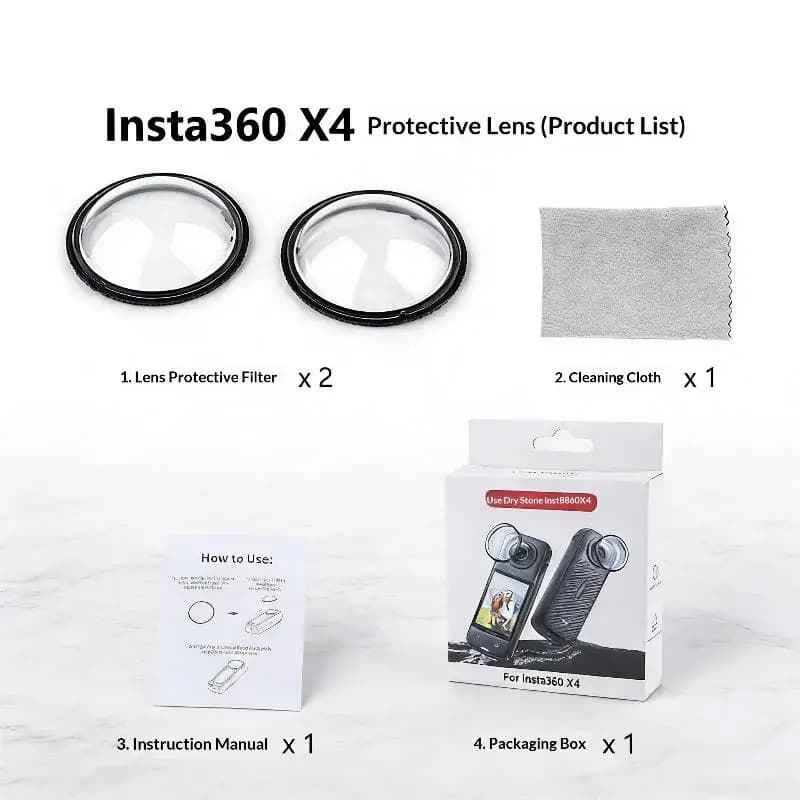 Insta360 X4 X3 X2 Camera Accessories Set Silicone Protective Case with Lens Protector Cap Cover And Carrying Frame