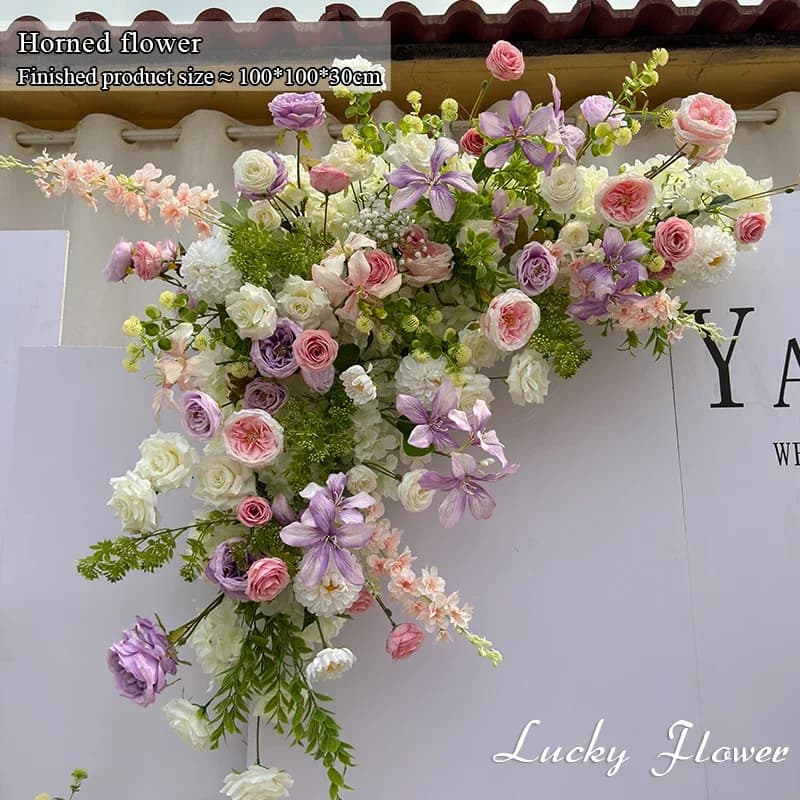 Outdor Wedding Decoration Artificial Flowers Hanging Flower Row Road Leading Flower Ball Floral Backdrop Decor Floor Flower Row