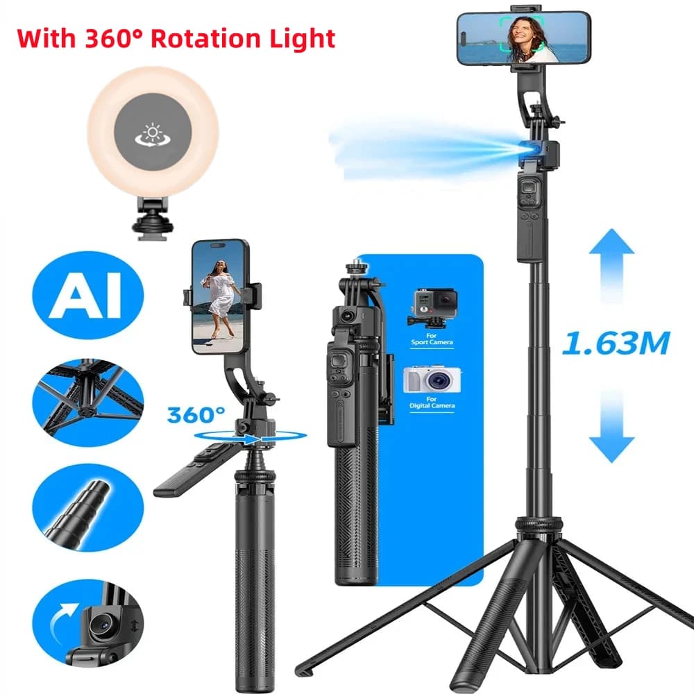 FANGTUOSI 360 Rotation Gimbal Stabilizer,Selfie Stick Tripod for Smartphone Camera With Bluetooth shutter Stabilizer for Live
