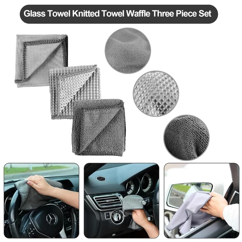 9-Piece Car Cleaning Tools Kit Car Detailing Set with Tire Brush Polishing Towel Cloth Wash Sponge Microfiber Cleaning