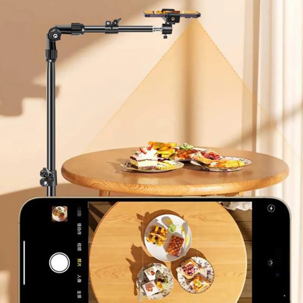Phone Tripod Adjustable Horizontal Overhead Tripod Cell Phone Tripod Stand for Filming Video Recording Live Stream