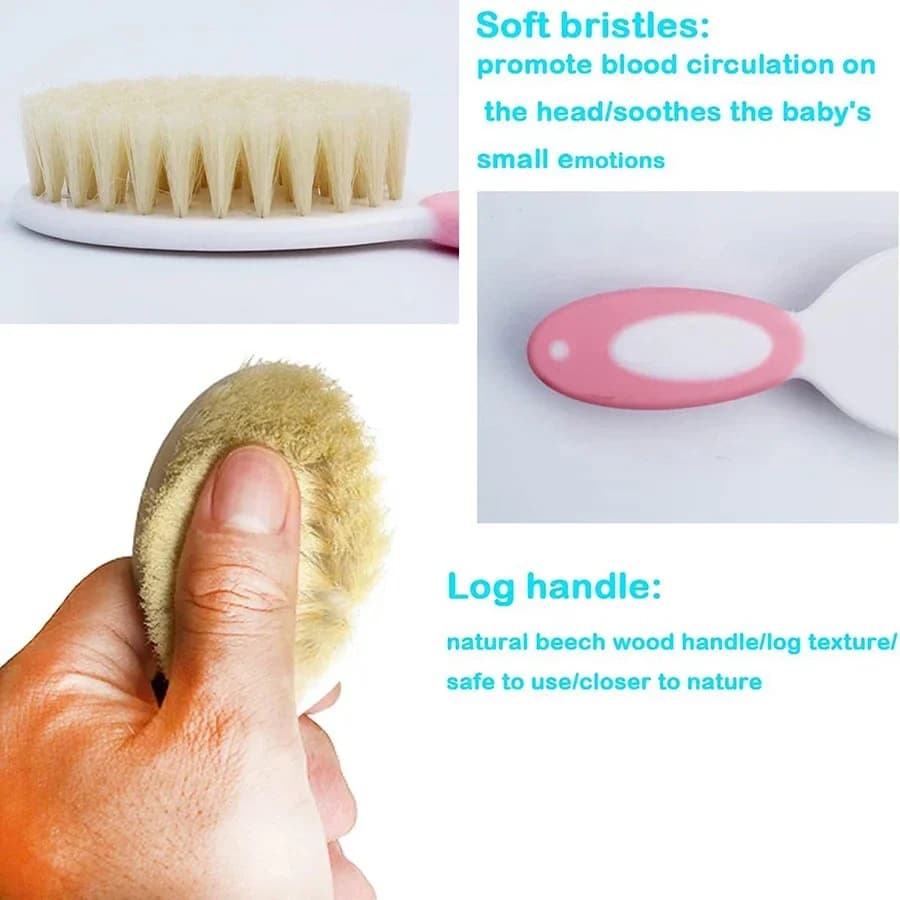 Baby Hair Brush Set with Soft Silicone Bristles