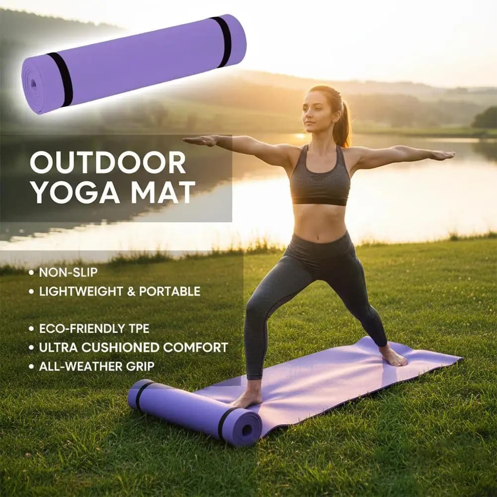 Yoga Pilates Mat 180x50cm Non-Slip Portable
