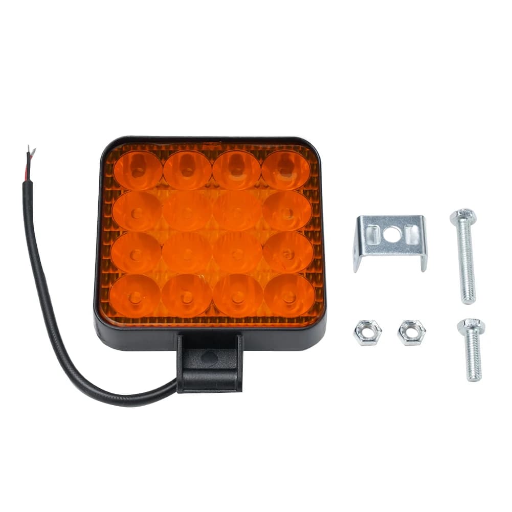 Car LED Square 16 Lights 48W 12V Off-road Vehicle Forklift Headlight Reversing Light ABS Auto Daytime Running Lights Accessories