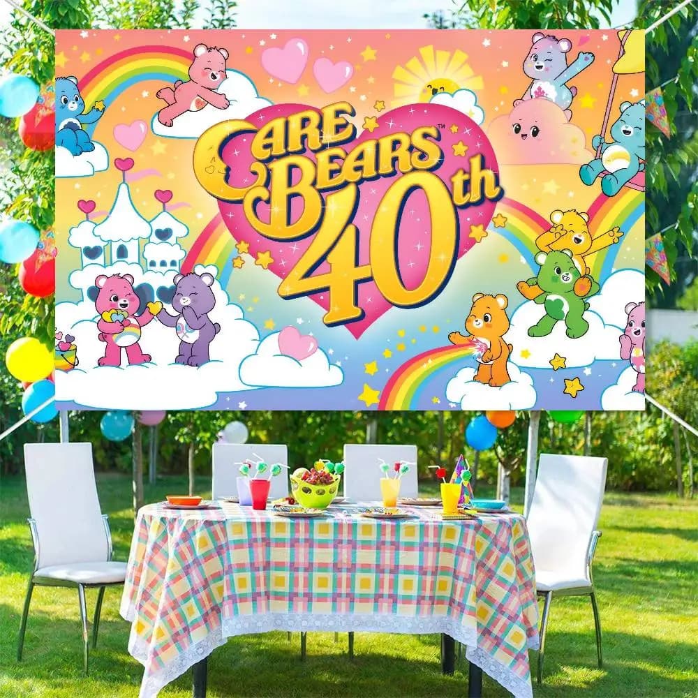 Photography Backgrounds for Kids Birthday Party Children Portrait Photo Backdrops Care-Bears Love Rainbow Bear anime