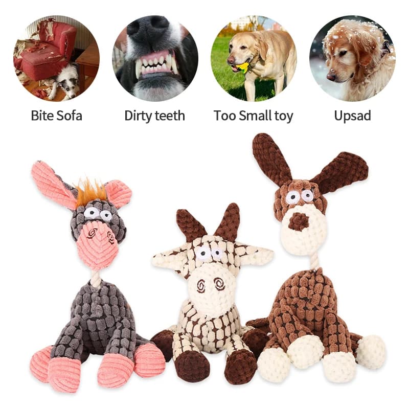Durable Plush Donkey Dog Toy for Aggressive Chewers