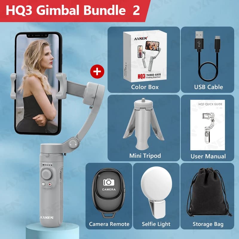 3-Axis Gimbal Stabilizer for Smartphone Handheld Phone Video Record, Android iPhone Vlog Cellphone Stabilizer Rotating Shooting