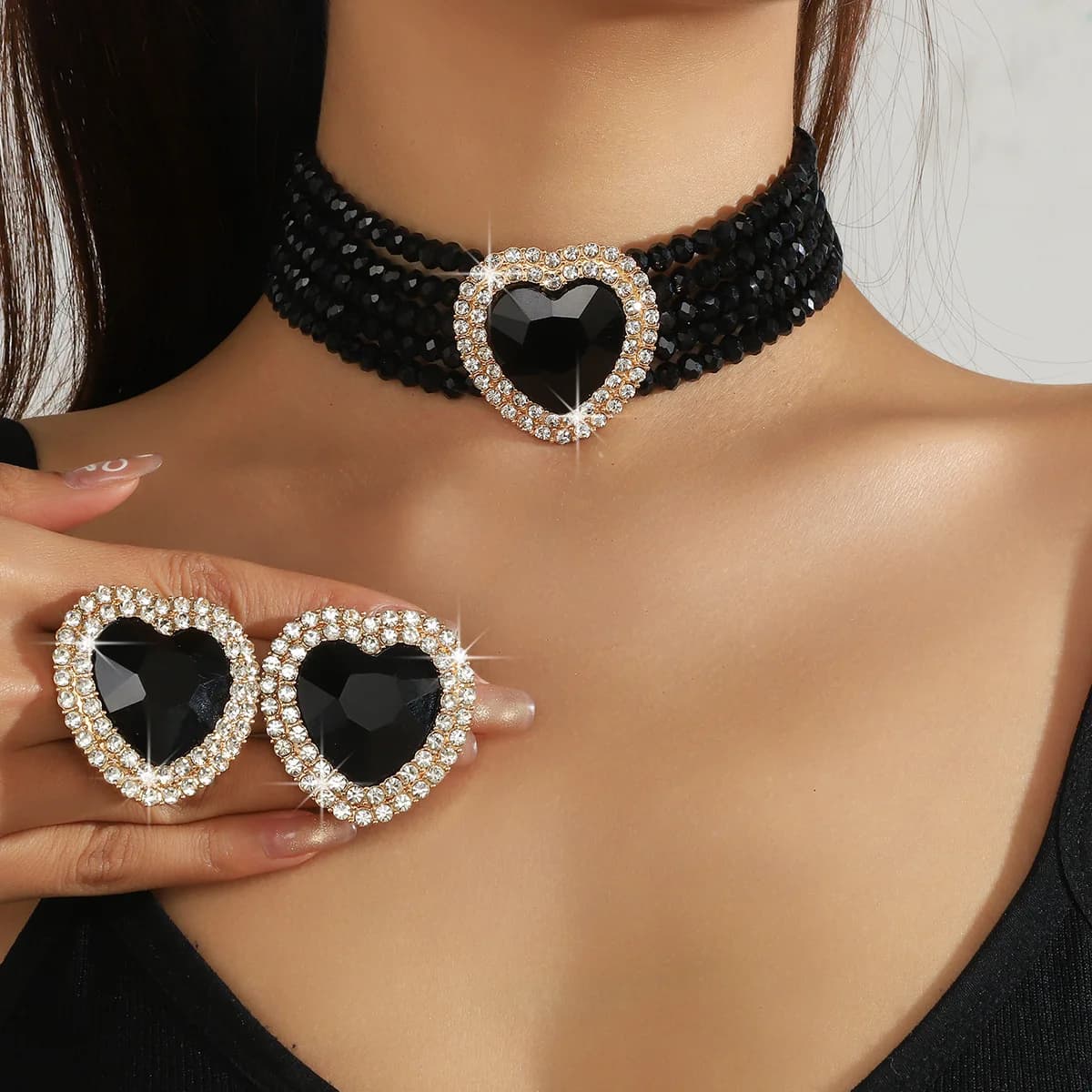 Elegant Artificial Crystal Decorated Jewelry Set Fashion Jewelry for Party Daily Clothing Decor Trendy All-match Jewelry