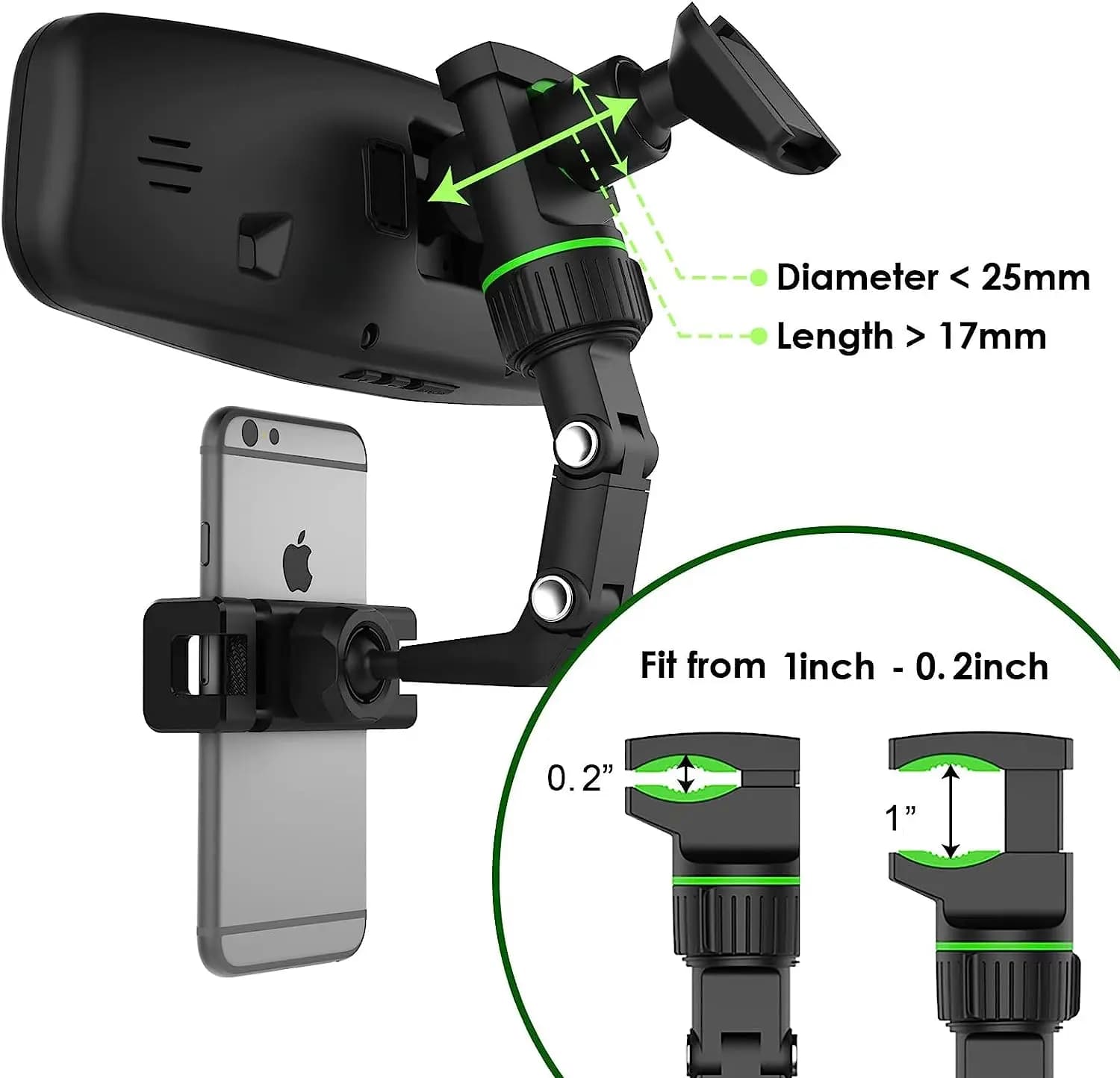 Rearview Mirror Phone Holder 360° Rotatable