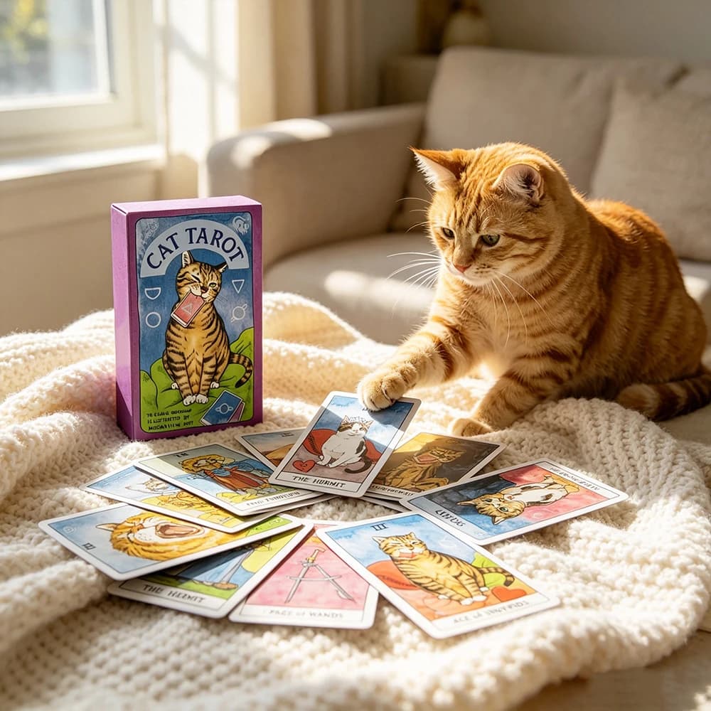Cat Tarot Cards 78 Cute Cat Design Tarot Cards English Version Divination & Emotional Reading Card for Tarot Readers & Cat Lover
