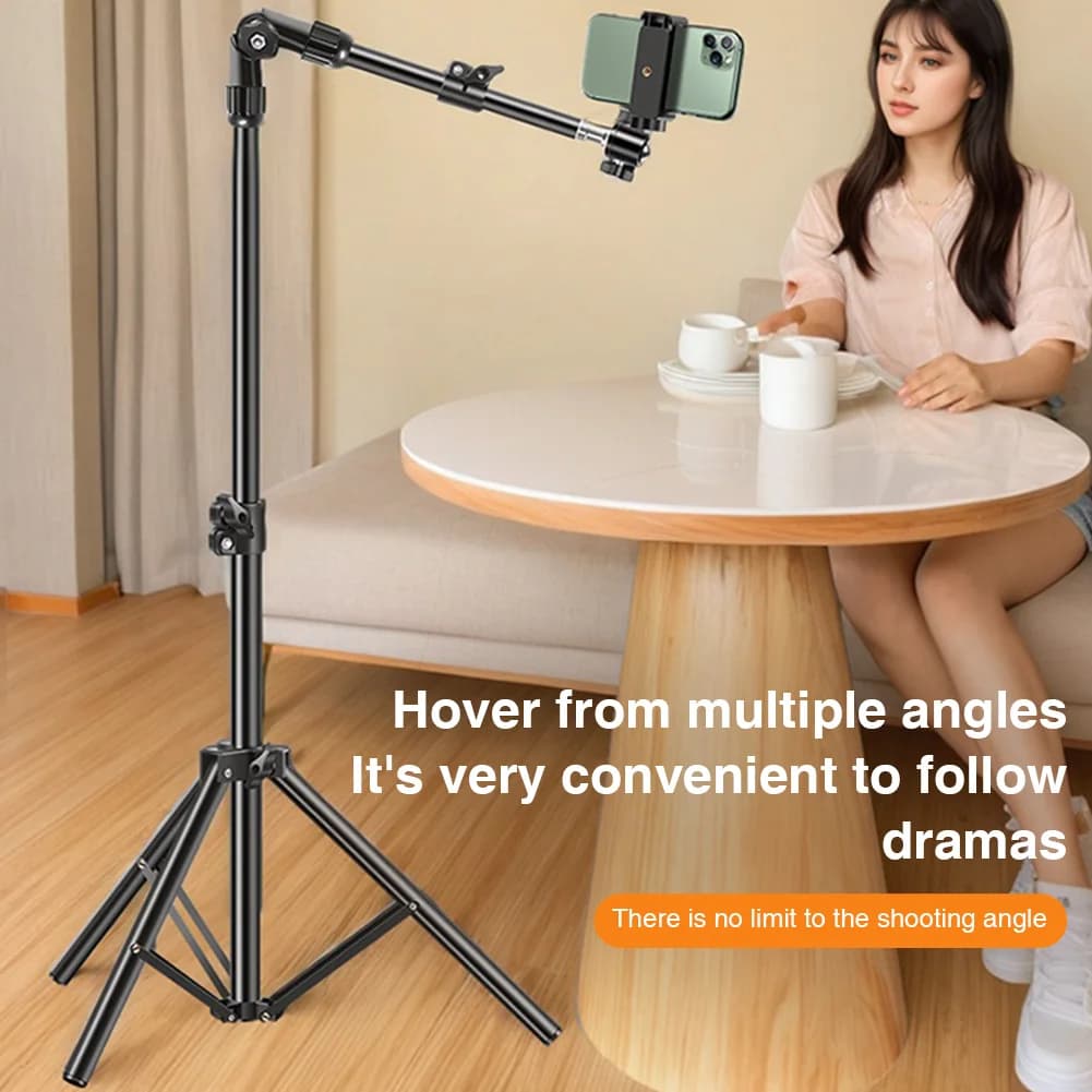 Phone Tripod Adjustable Horizontal Overhead Tripod Cell Phone Tripod Stand for Filming Video Recording Live Stream