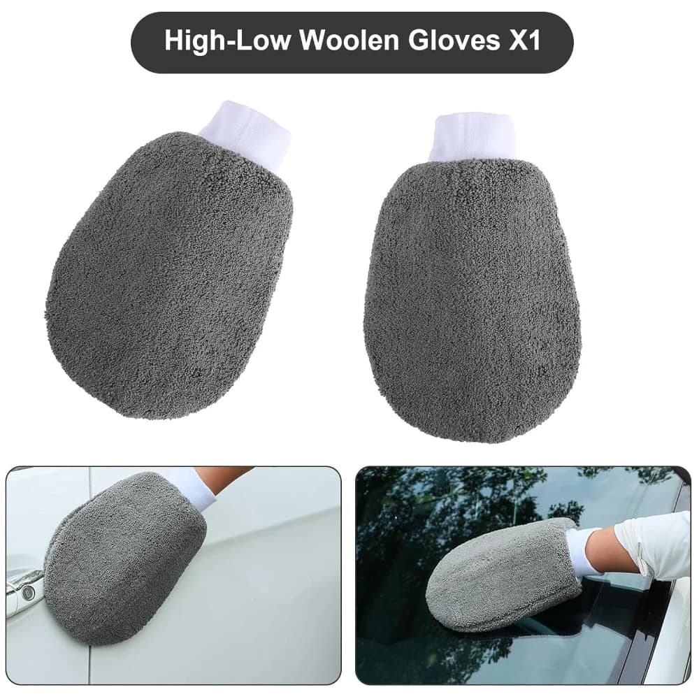 9-Piece Car Cleaning Tools Kit Car Detailing Set with Tire Brush Polishing Towel Cloth Wash Sponge Microfiber Cleaning