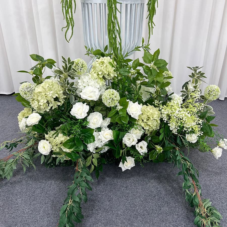 Wedding Decor Luxury Flower Row Table Centerpiece Green White Arrangement Backdrop Arch Event Party Floor Floral Decoration