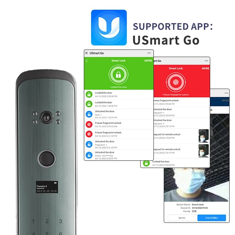 Smart Door Lock with Camera Smart Fingerprint Digital Password Electronic Automatic Wifi Locks Door Lock
