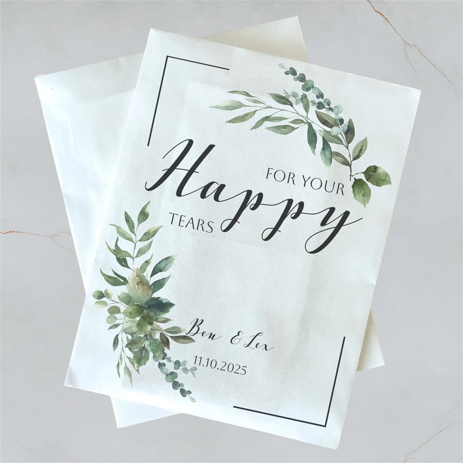 Personalised Wedding Favor Packs: Happy Tears Tissue Packets & Confetti Packs for Guests