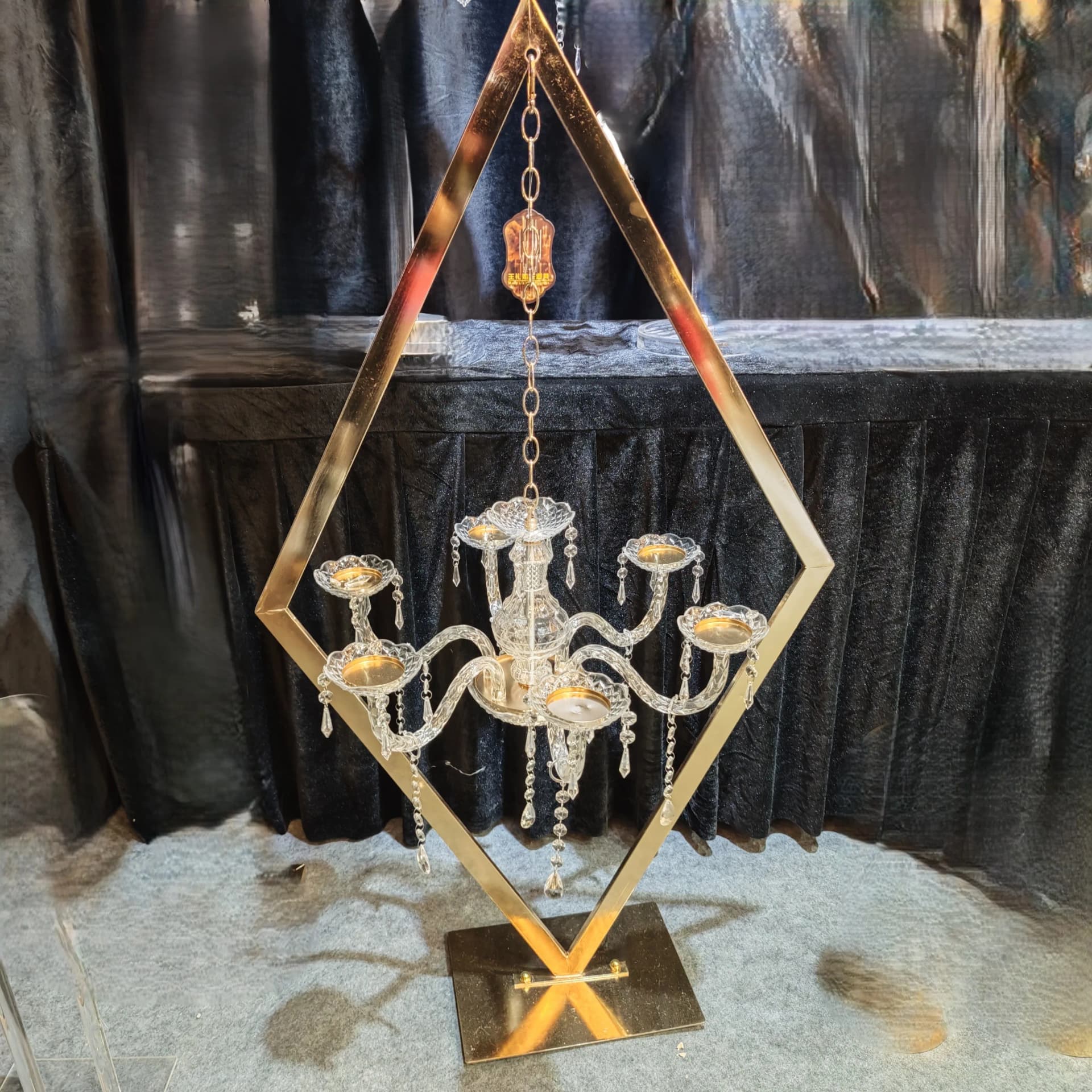 Wedding Centerpieces Gold Metal Tall Diamond Candle Holder, 4/6/10pcs Table Decor for Arch Backdrop Stage Reception Event