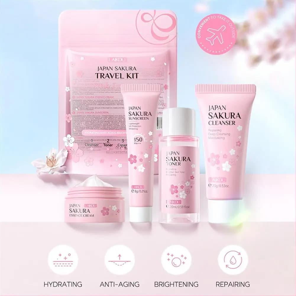 Sakura Skincare Set Five-Piece Routine Kit