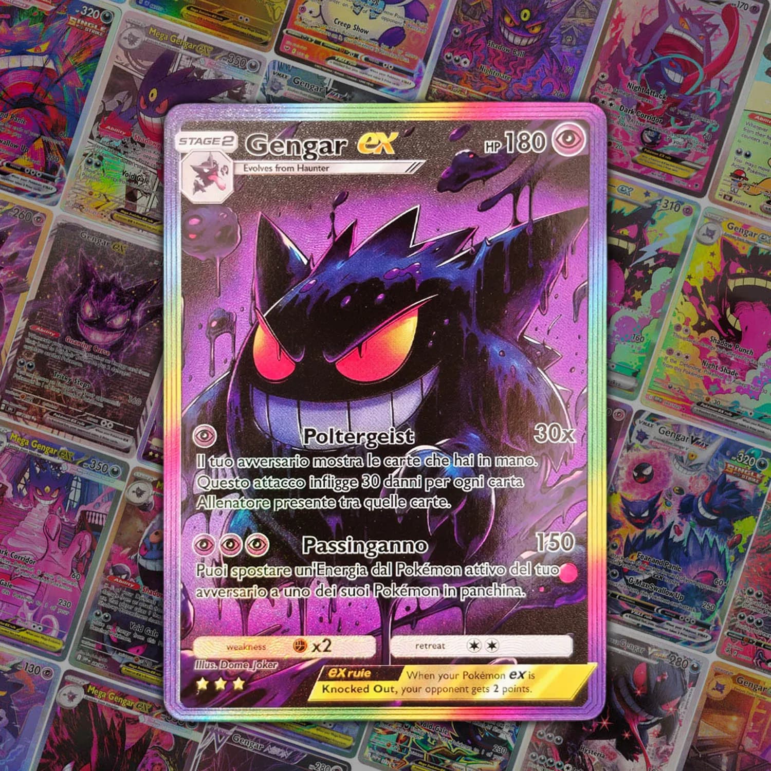 All Styles Gengar Cards Holographic Full Art Ghost Type Cards Self Made Hobby Collectible Game Card Toy