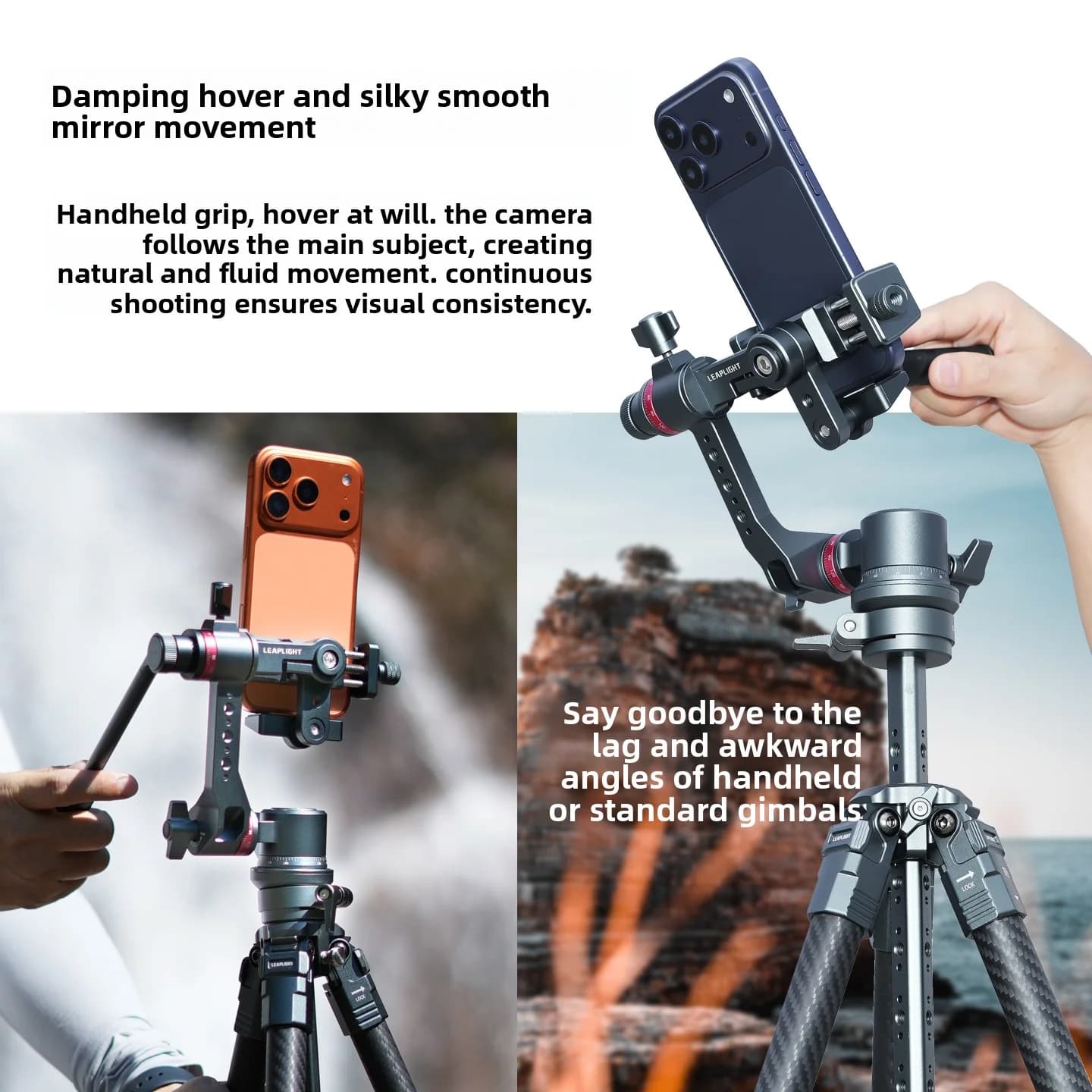 Leaplight LYR3 3-Axis Universal Phone Gimbal Stabilizer Tilt Adjustable 360 Degree Rotation for Video Recording Live Streaming