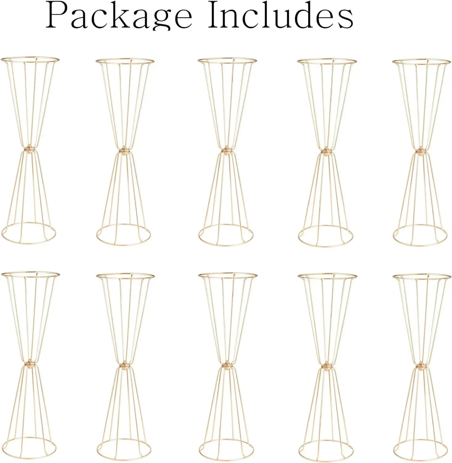 Gold Geometric Centerpieces for Table - Set of 10 Metal Flower Stand for Wedding, 23.6in Tall Vases for Centerpiece Table Decora