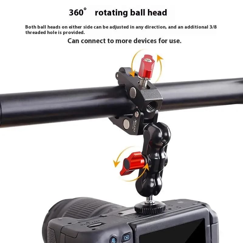 1 Set Photography Accessories Camera Metal Super Clamp With Double Ball Head Magic Arm For Monitor Light Mic Phone Mount