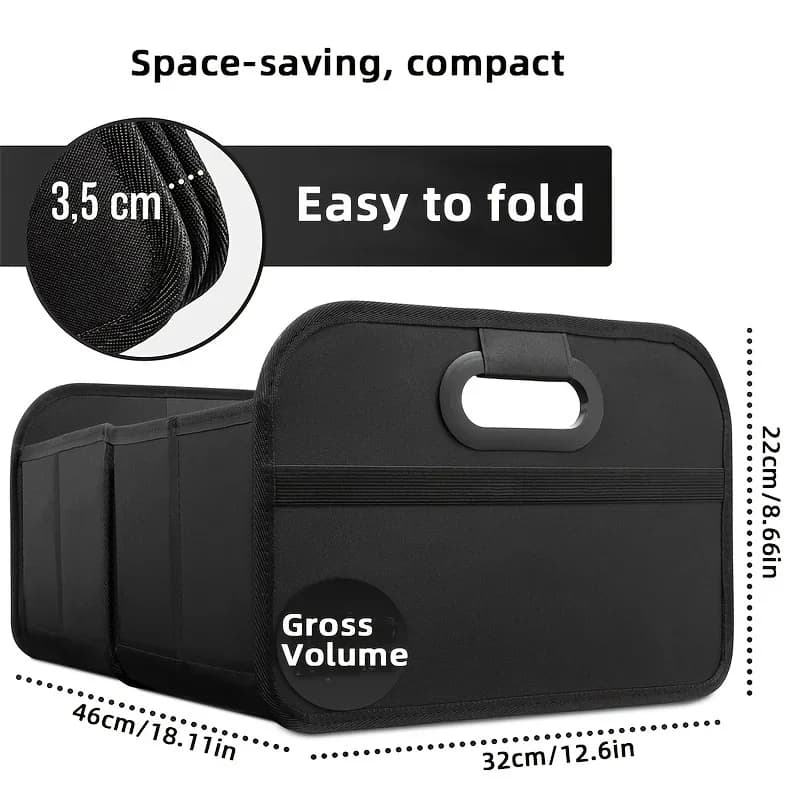 Car Trunk Organizer, Collapsible Compartment Car Organizer, Space-Saving, Foldable Waterproof for All Cars, SUVs, Mini-Vans