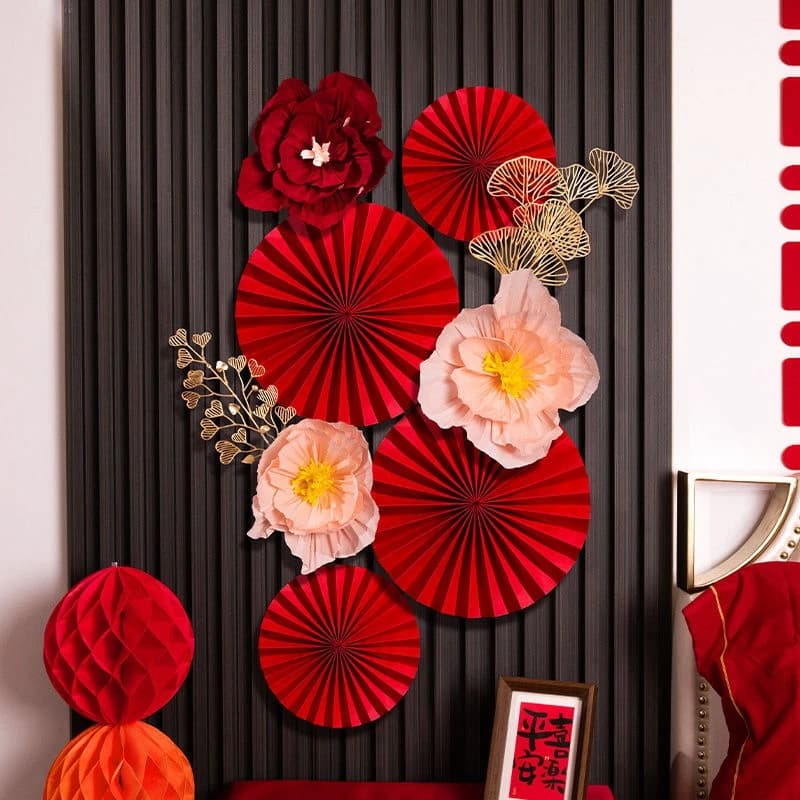 2026 Chinese Wedding Decoration Double Happiness Background Wall Ornament Traditional Wedding Wall Stickers Decal Party Supplies