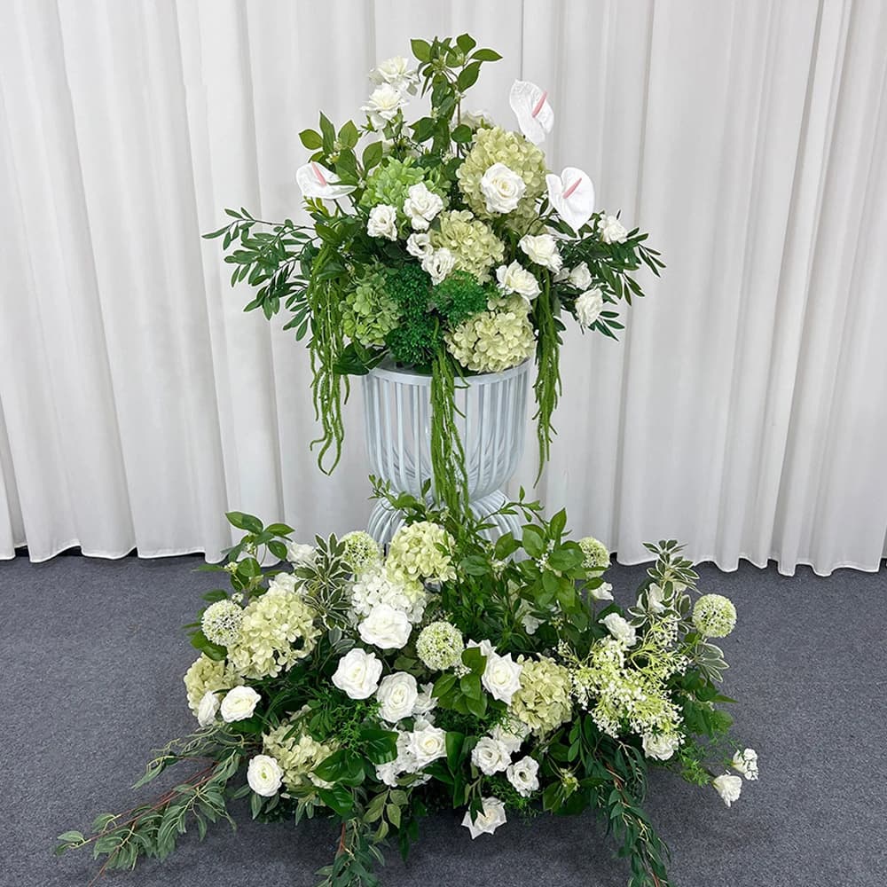 Wedding Decor Luxury Flower Row Table Centerpiece Green White Arrangement Backdrop Arch Event Party Floor Floral Decoration