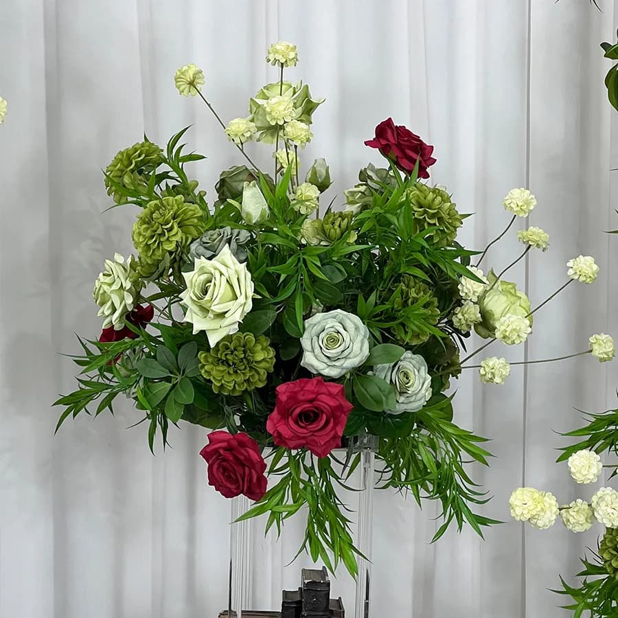 Wedding Decor Luxury Flower Row Table Centerpiece Green White Arrangement Backdrop Arch Event Party Floor Floral Decoration