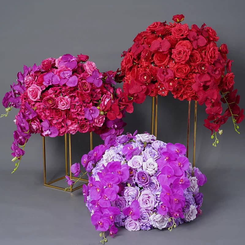 Wedding Table Centerpiece Ball, White Rose Orchid, Hydrangea Flower Arrangement, Party Road Lead Props,80 cm, 70 cm, 60 cm, 50cm