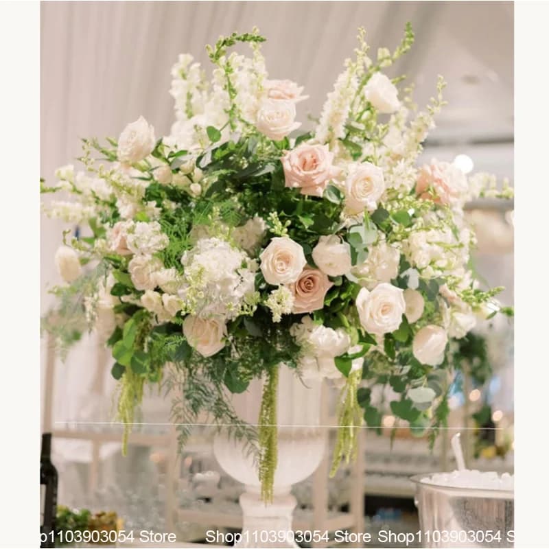 White Wedding Table Centerpiece Artificial Flower Arrangement Hydrangea Rose Delphinium Floral For Wedding Reception Party Decor