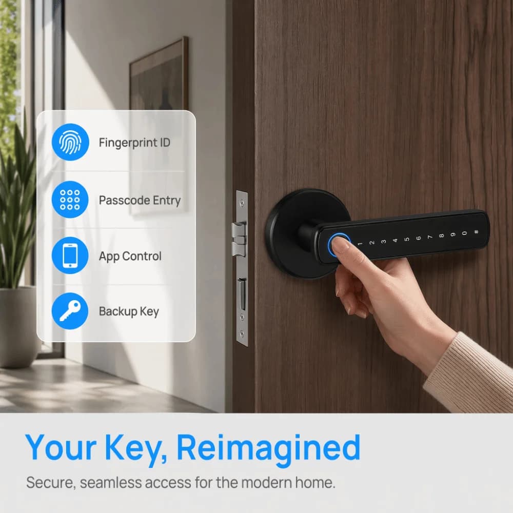 Remote Lock Smart Fingerprint Door Lock Smart Password Electronic Digital Door Handles WiFi Gateway Key Biometric Door Lock