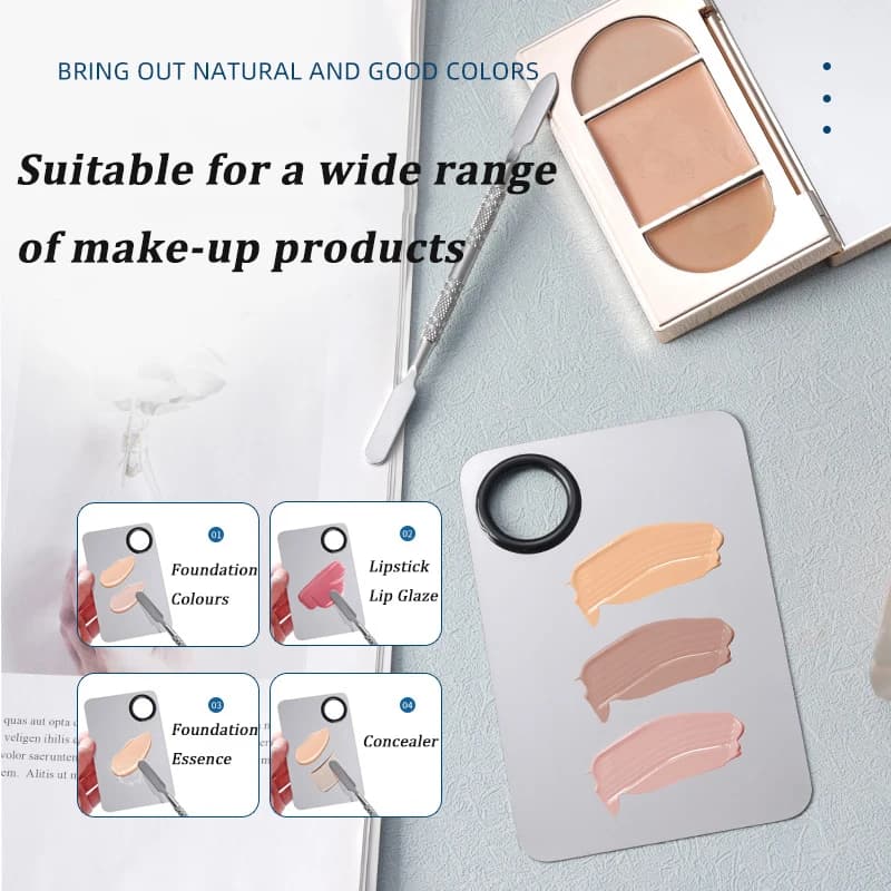 Stainless Steel Makeup Mixing Palette with Spatula