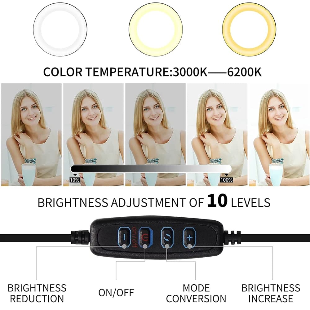 Ring Light LED Lamp Lighting With Clip On Laptop Computer For Video Conference Zoom Webcam Chat Live Streaming Youtube