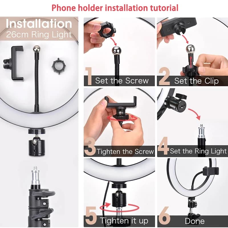 12 inch LED Ring light Photography Lighting Phone Ringlight With Tripod Stand USB Round Fill Lamp for Youtube Phone Video Live
