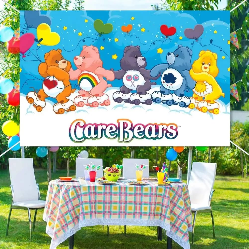 Photography Backgrounds for Kids Birthday Party Children Portrait Photo Backdrops Care-Bears Love Rainbow Bear anime