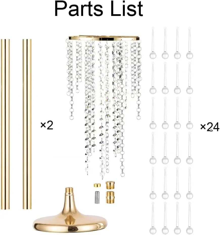 Wedding Table Centerpiece Flower Stand - 29.6 Inch Gold Vase with Crystal Chandelier, Center Table Outdoor Home Decor